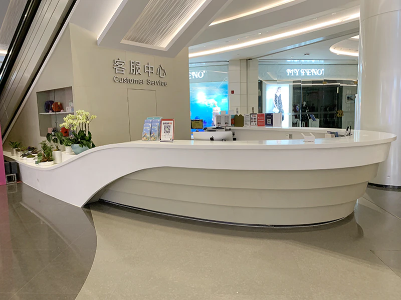 Acrylic solid surface service counter for Shopping mall